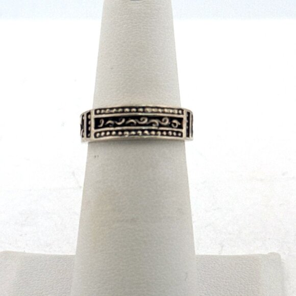 Vintage Sterling Silver 925 Etched Band Ring Size 5, Ornate Detail, 3.9g Estate - Picture 1 of 8